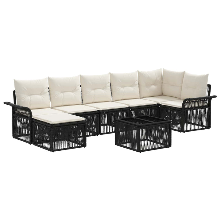 Havesofa Sæt 8 stk. Sort polyrattan
