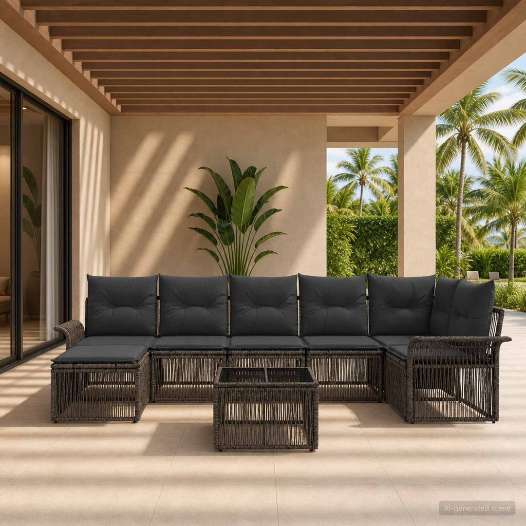 Havesofa Sæt 8 stk. Grå polyrattan