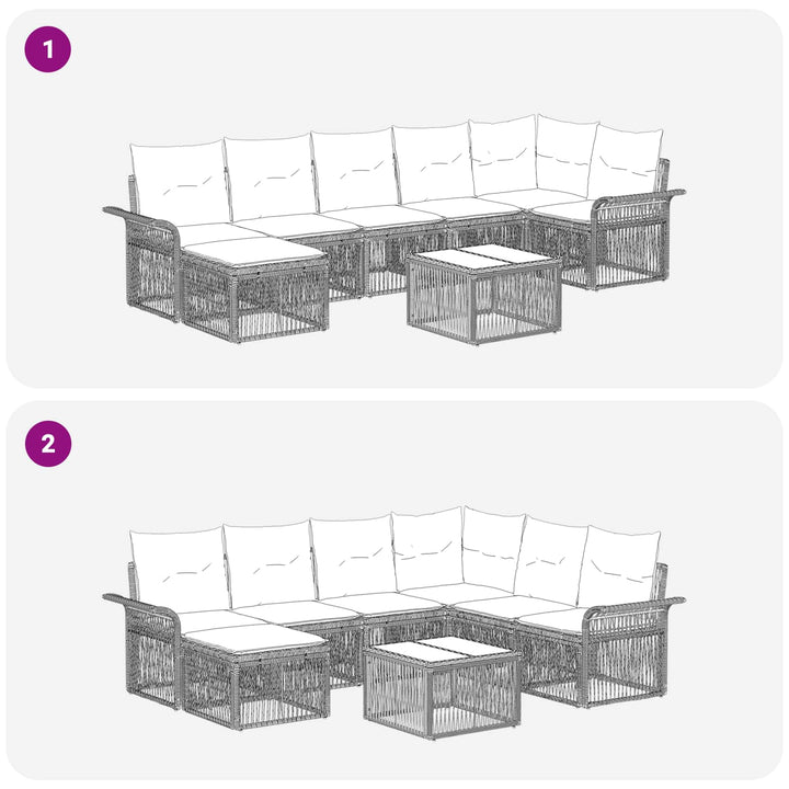 Havesofa Sæt 8 stk. Grå polyrattan