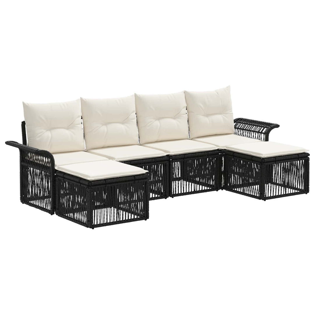 Havesofa Sæt 6 stk. Sort polyrattan