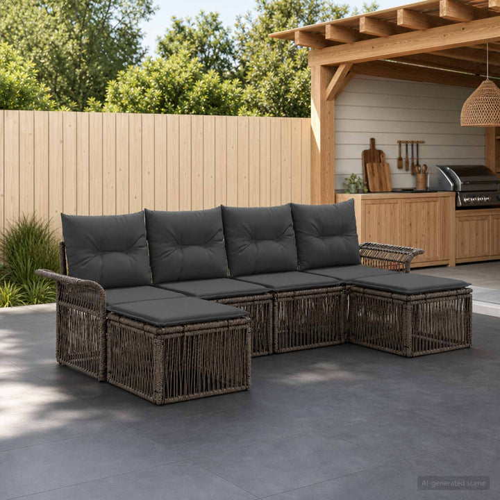 Havesofa Sæt 6 stk. Grå polyrattan