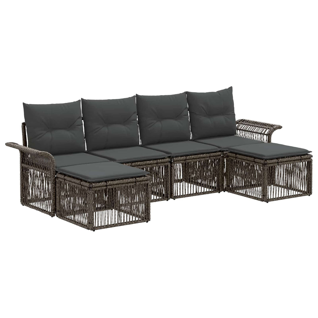 Havesofa Sæt 6 stk. Grå polyrattan