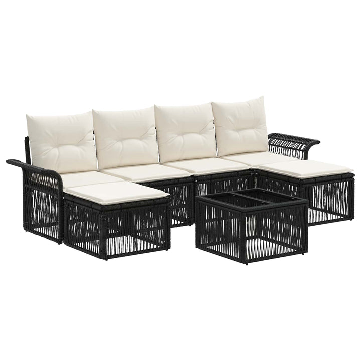 Havesofa Sæt 7 stk. Sort polyrattan