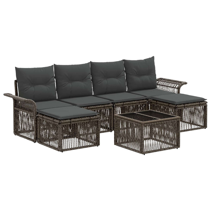 Havesofa Sæt 7 stk. Grå polyrattan