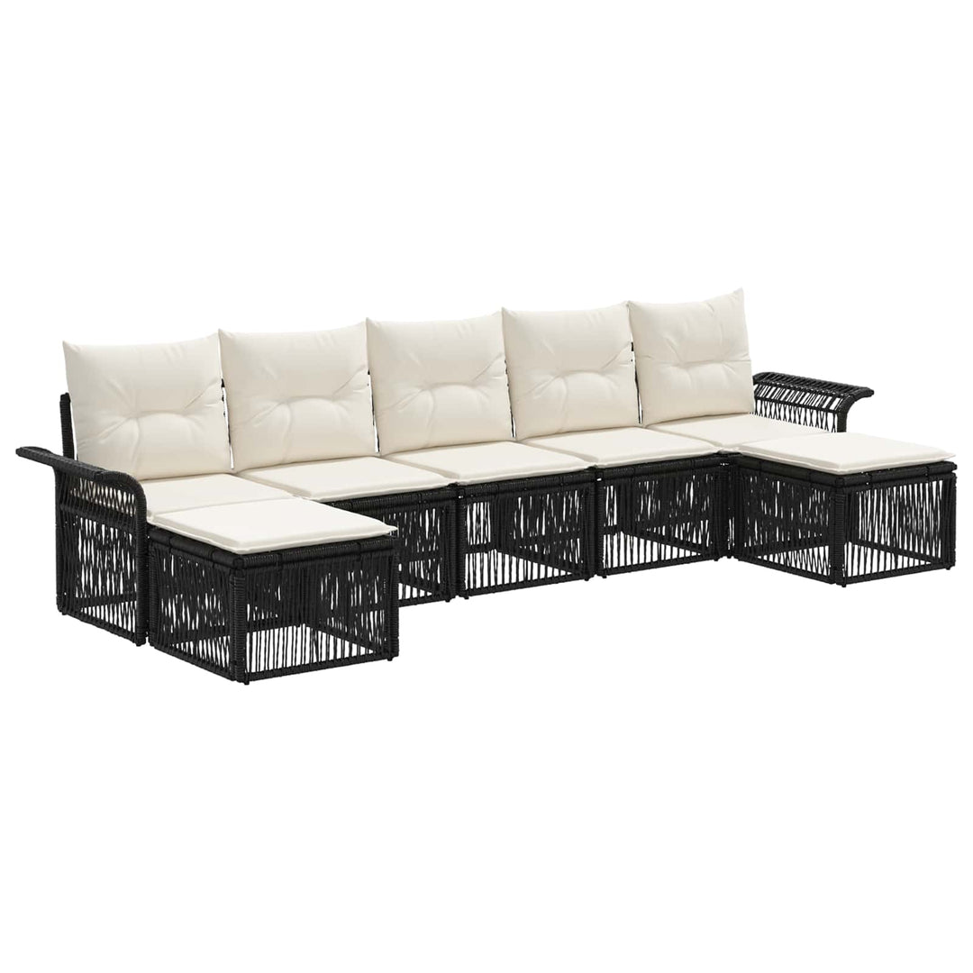 Havesofa Sæt 7 stk. Sort polyrattan