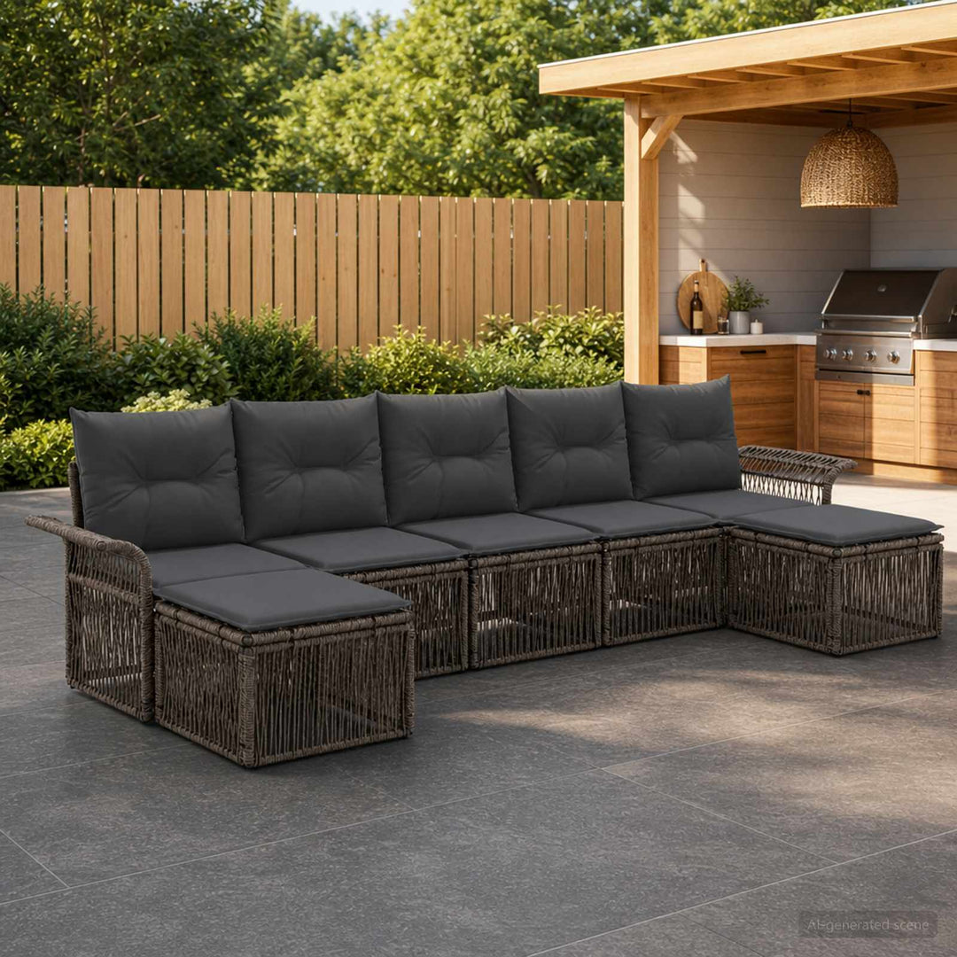 Havesofa Sæt 7 stk. Grå polyrattan