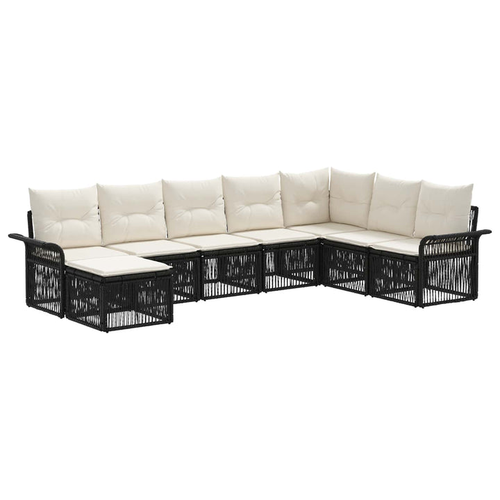 Havesofa Sæt 8 stk. Sort polyrattan