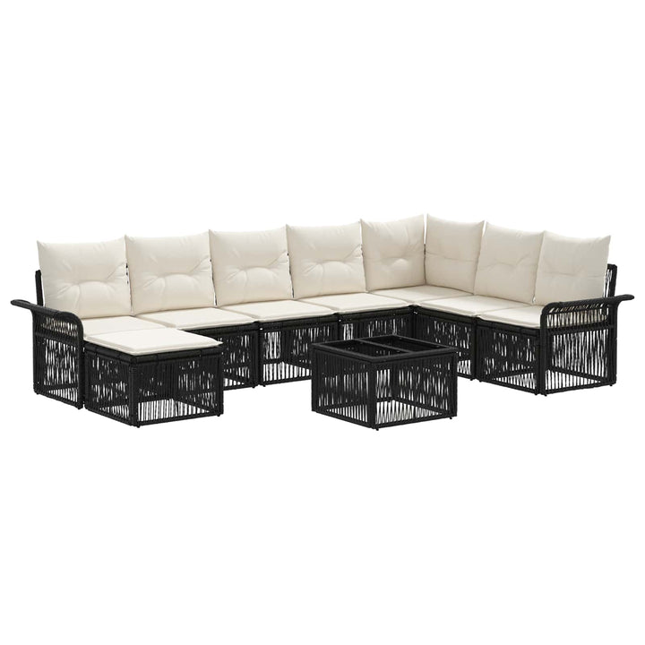 Havesofa Sæt 9 stk. Sort polyrattan