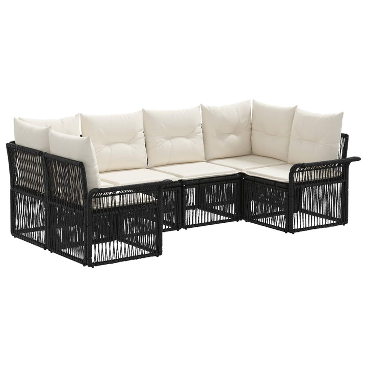 Havesofa Sæt 6 stk. 6-Antal sæder Sort polyrattan