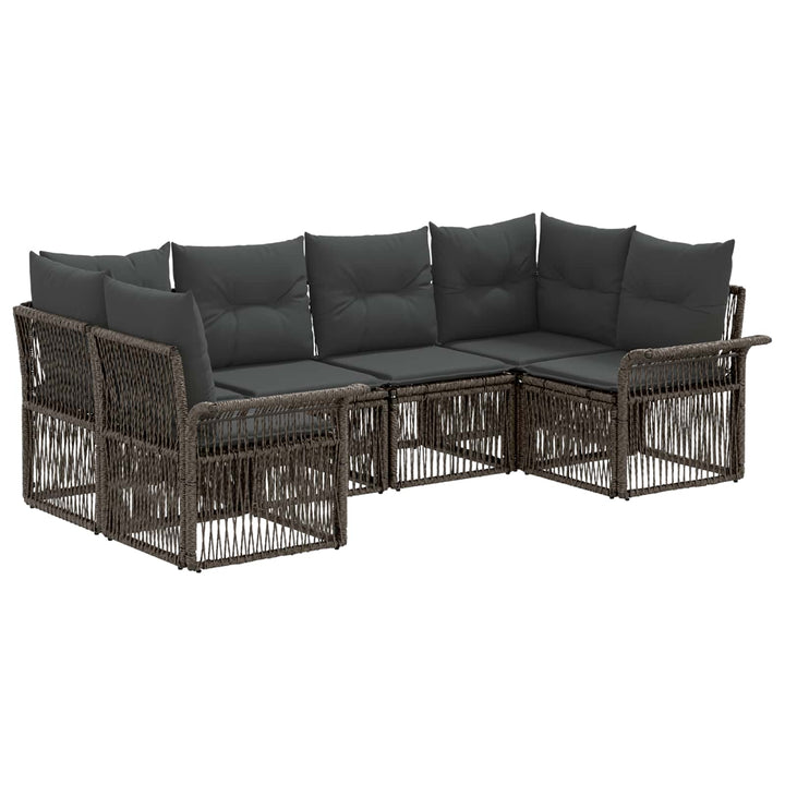 Havesofa Sæt 6 stk. 6-Antal sæder Grå polyrattan