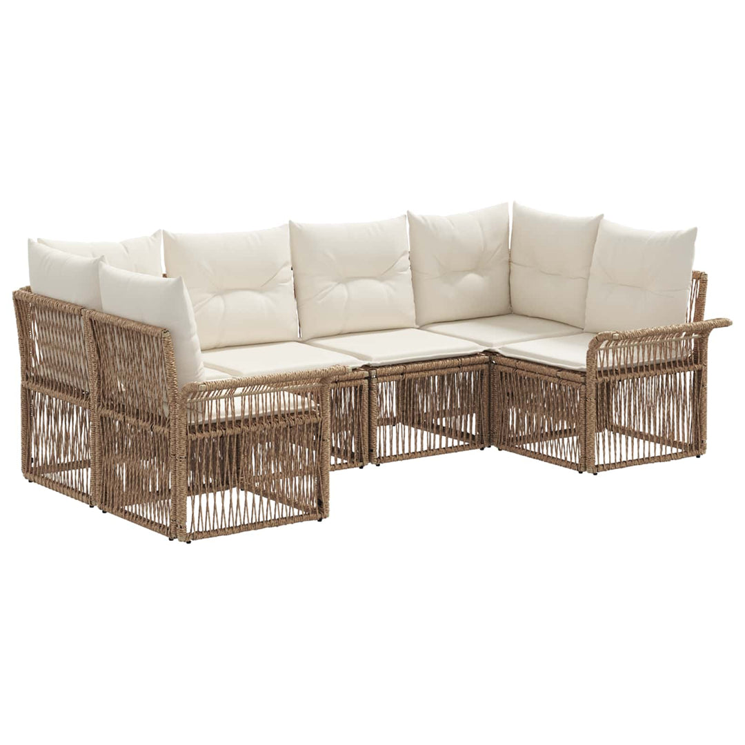 Havesofa Sæt 6 stk. 6-Antal sæder Beige polyrattan