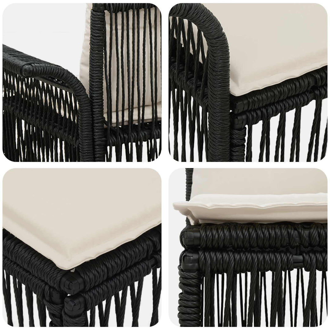 Havesofa Sæt 7 stk. 7-Antal sæder Sort polyrattan