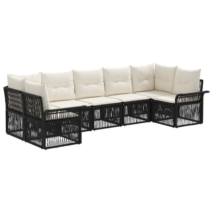 Havesofa Sæt 7 stk. 7-Antal sæder Sort polyrattan