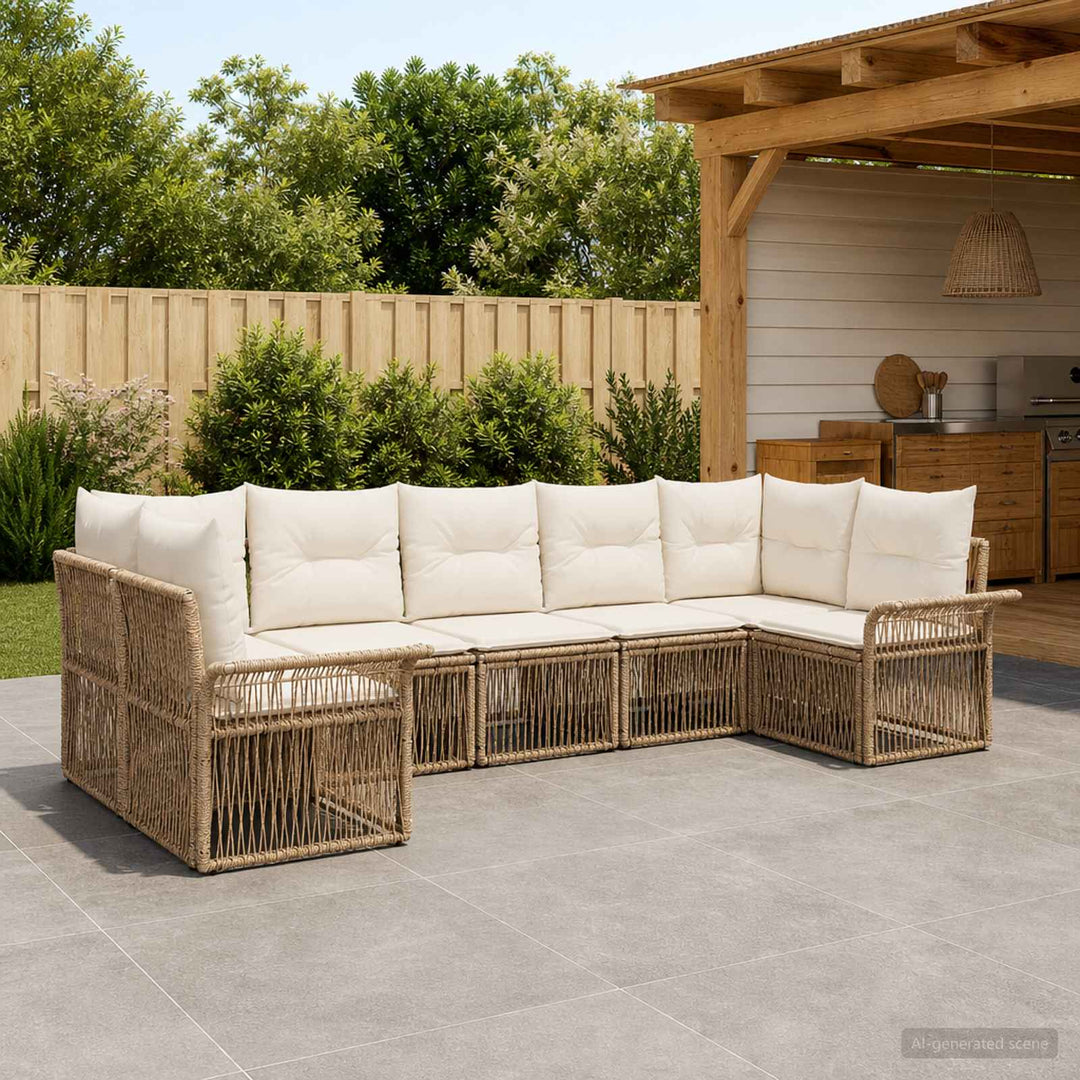 Havesofa Sæt 7 stk. 7-Antal sæder Beige polyrattan