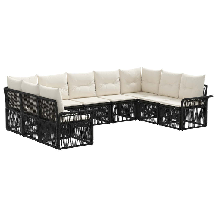 Havesofa Sæt 9 stk. Sort polyrattan