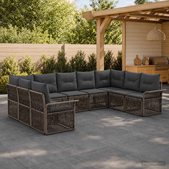 Havesofa Sæt 9 stk. Grå polyrattan