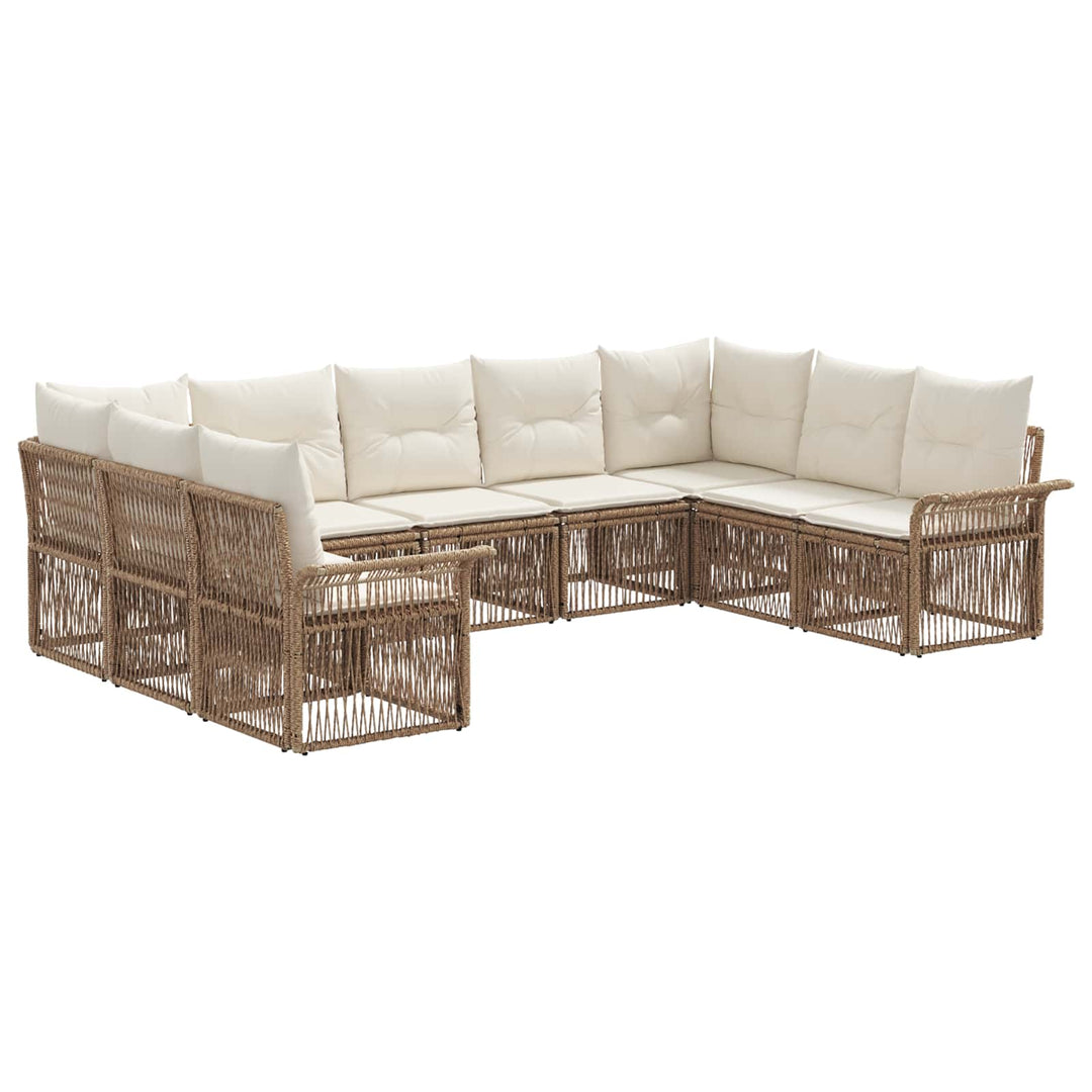 Havesofa Sæt 9 stk. Beige polyrattan