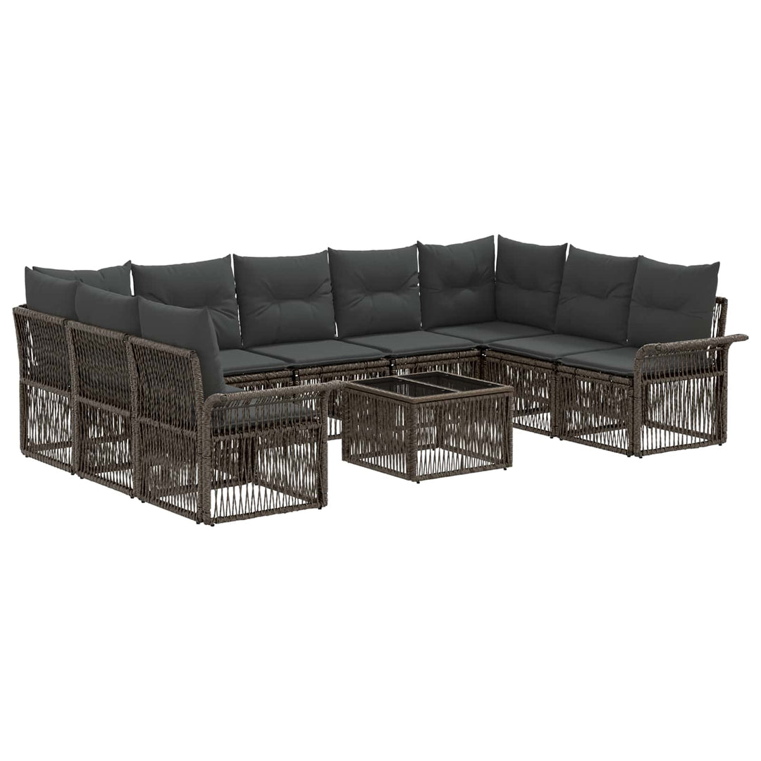Havesofa Sæt 10 stk. Grå polyrattan