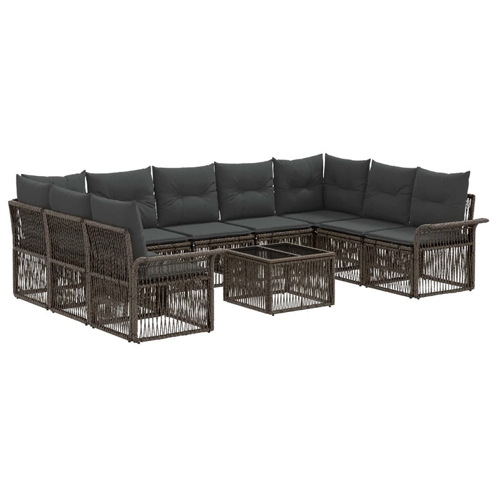 Havesofa Sæt 10 stk. Grå polyrattan