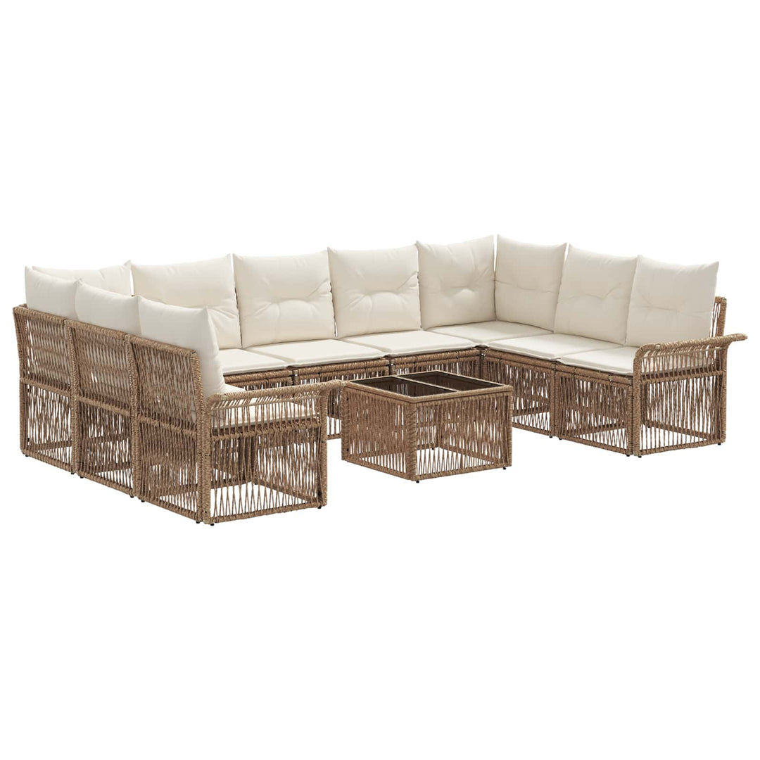 Havesofa Sæt 10 stk. Beige polyrattan