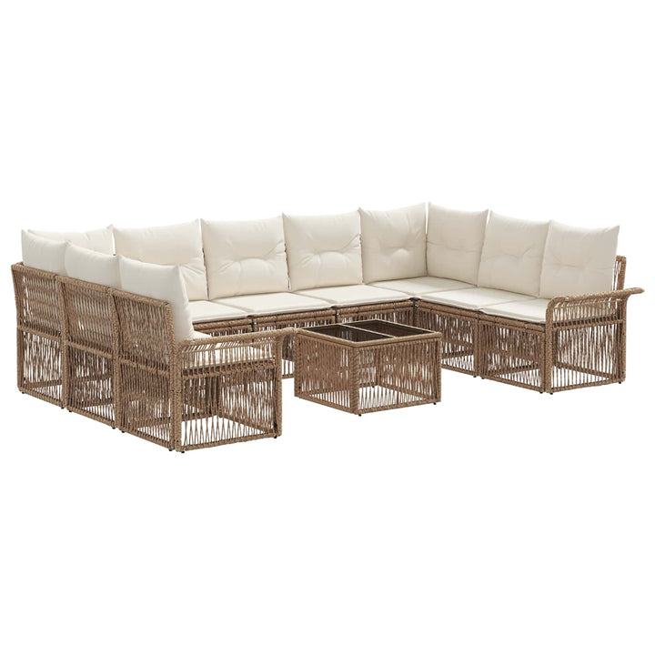 Havesofa Sæt 10 stk. Beige polyrattan