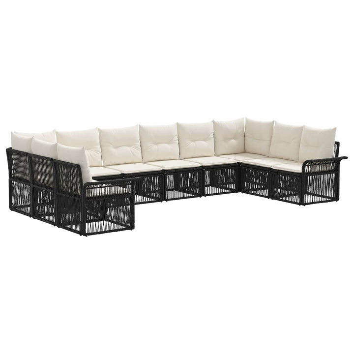 Havesofa Sæt 10 stk. Sort polyrattan