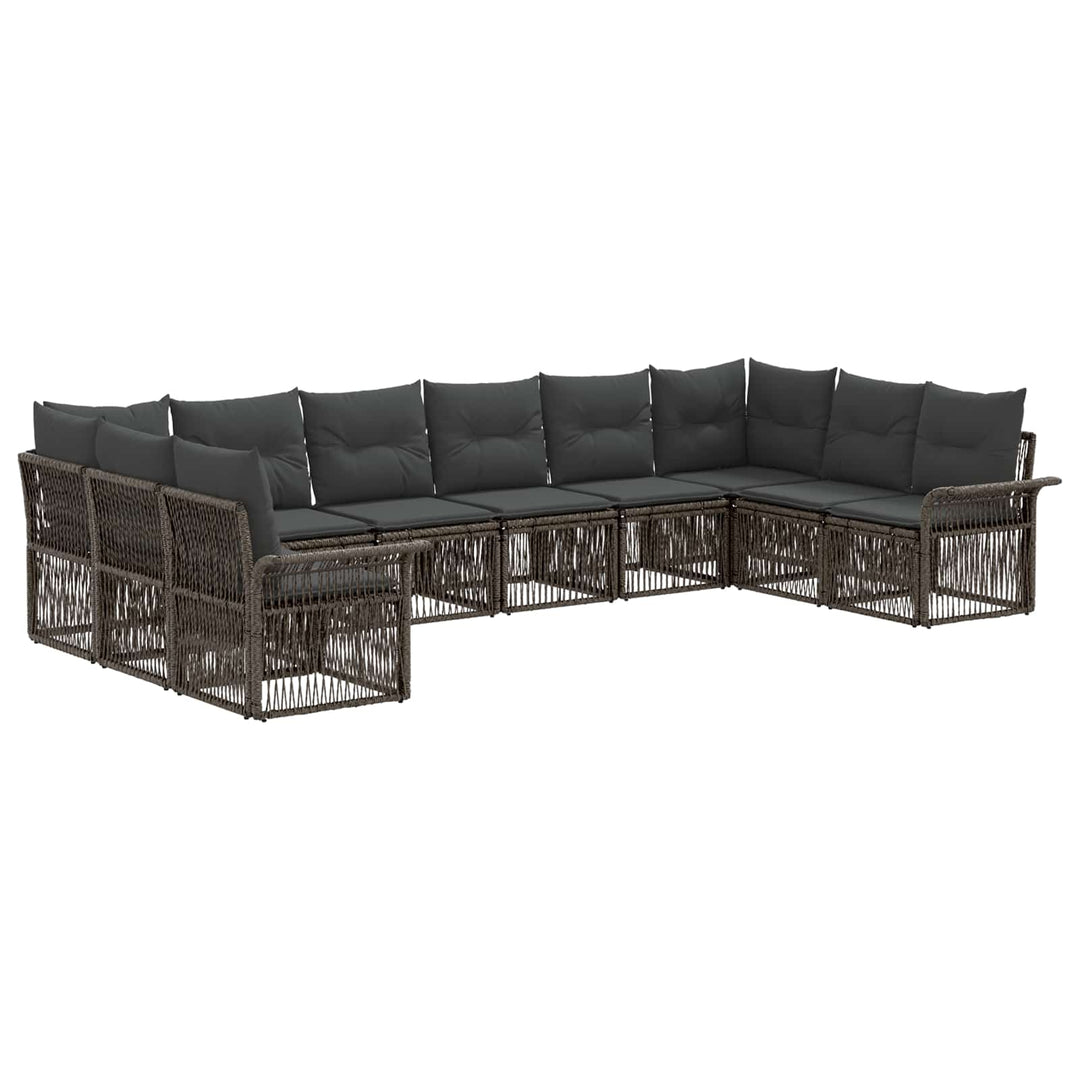 Havesofa Sæt 10 stk. Grå polyrattan