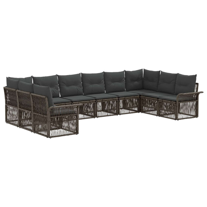 Havesofa Sæt 10 stk. Grå polyrattan