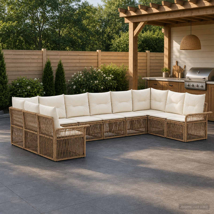 Havesofa Sæt 10 stk. Beige polyrattan