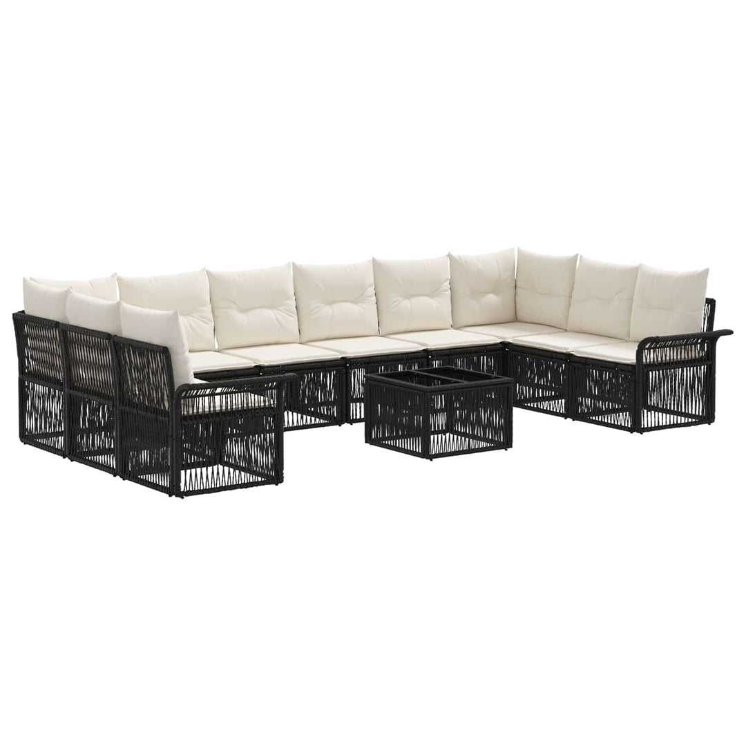 Havesofa Sæt 11 stk. Sort polyrattan