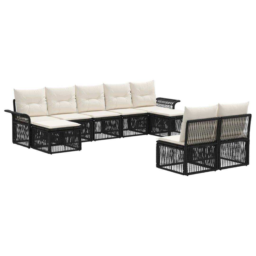 Havesofa Sæt 9 stk. Sort polyrattan