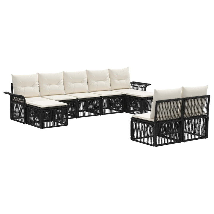 Havesofa Sæt 9 stk. Sort polyrattan