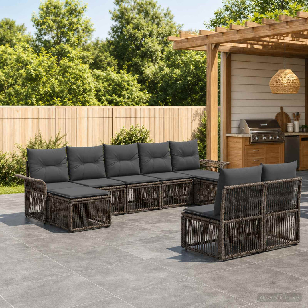 Havesofa Sæt 9 stk. Grå polyrattan