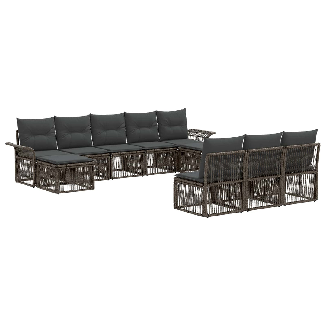 Havesofa Sæt 10 stk. Grå polyrattan