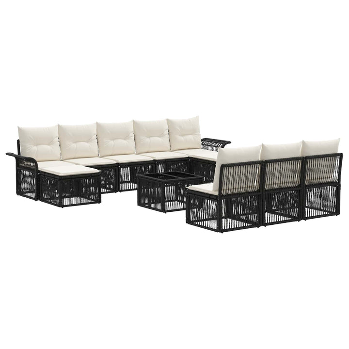 Havesofa Sæt 11 stk. Sort polyrattan