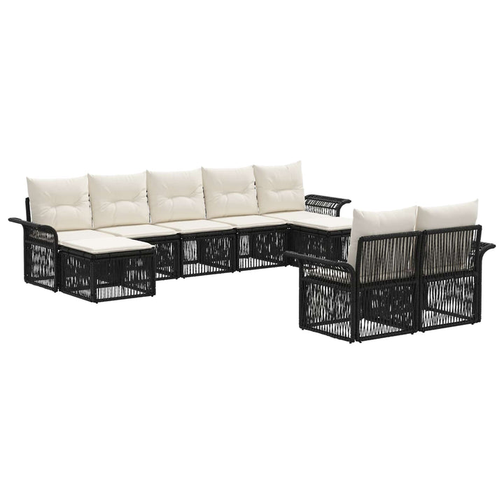 Havesofa Sæt 9 stk. Sort polyrattan