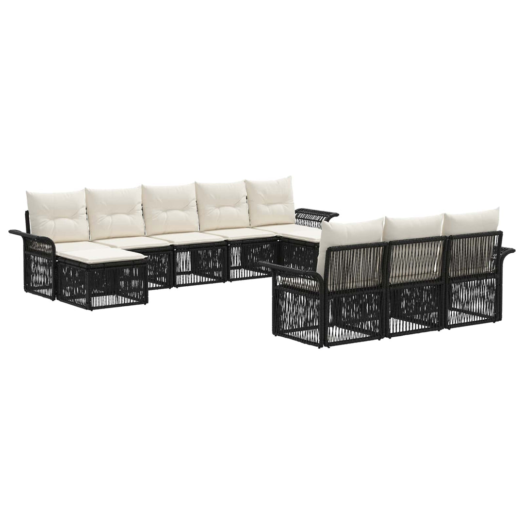 Havesofa Sæt 10 stk. Sort polyrattan