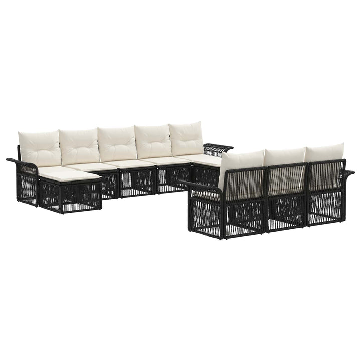 Havesofa Sæt 10 stk. Sort polyrattan