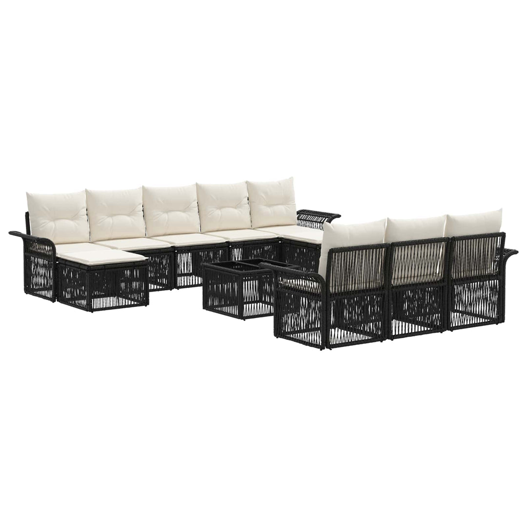 Havesofa Sæt 11 stk. Sort polyrattan