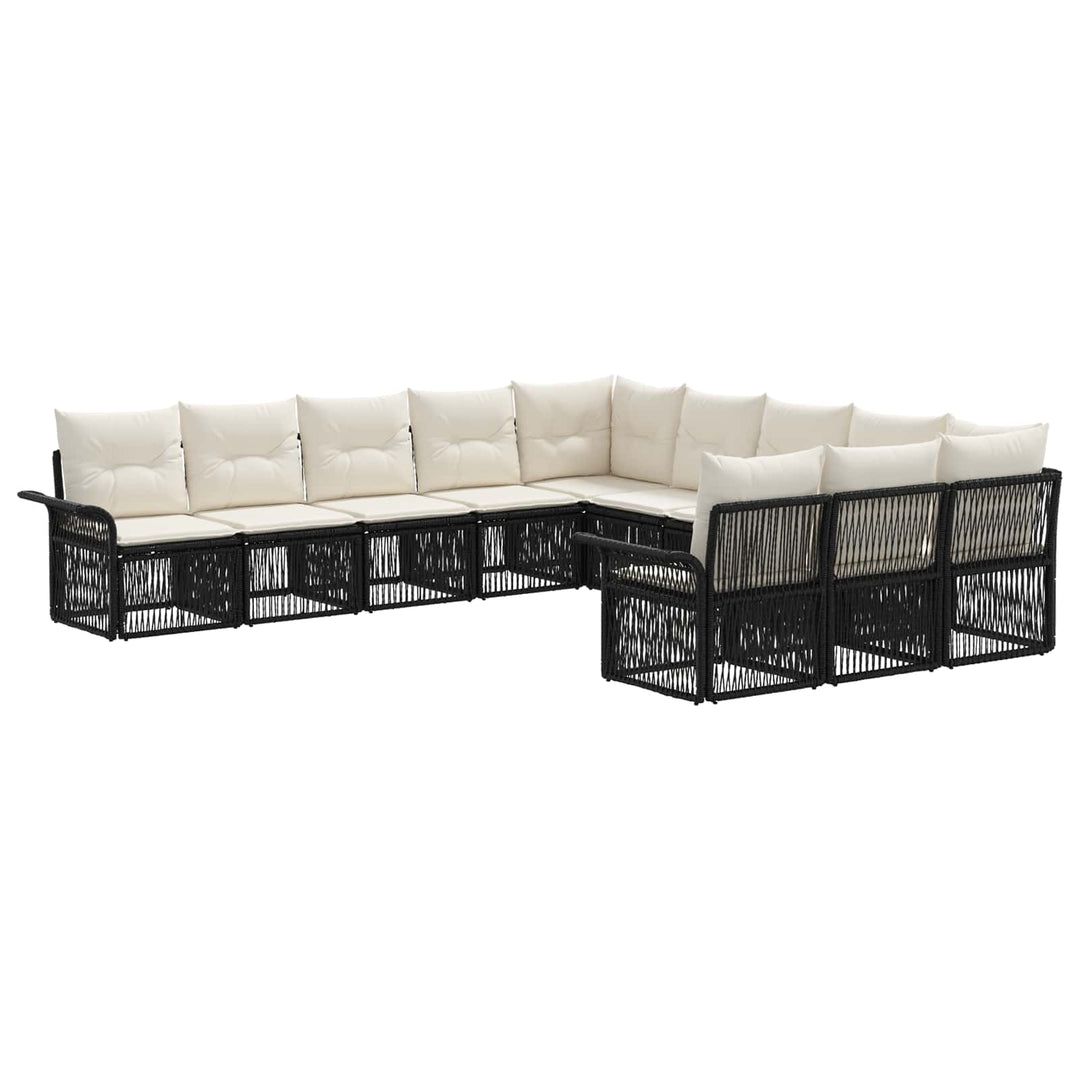 Havesofa Sæt 11 stk. Sort polyrattan