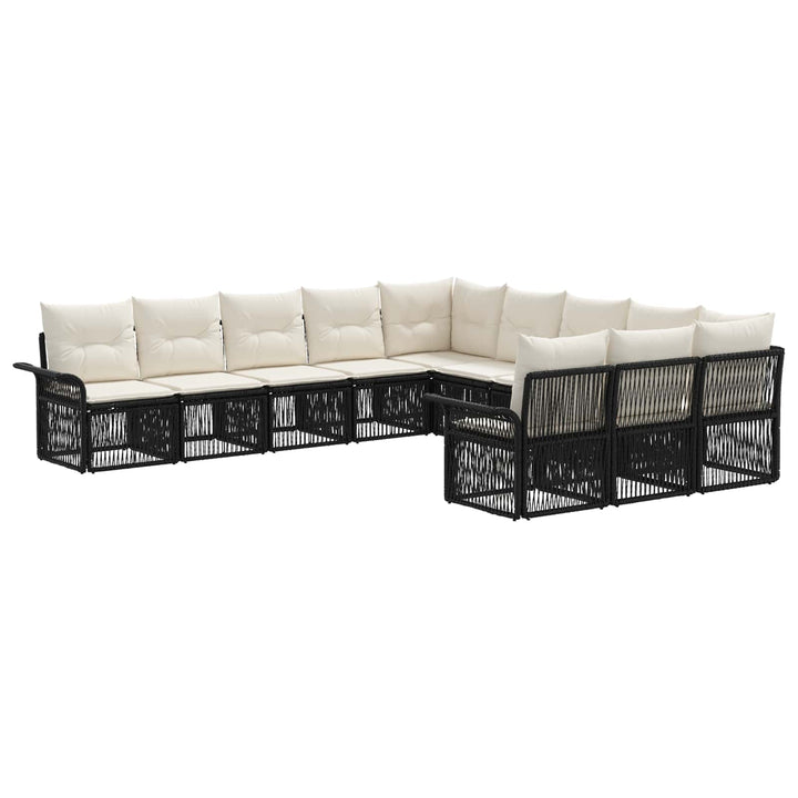 Havesofa Sæt 11 stk. Sort polyrattan