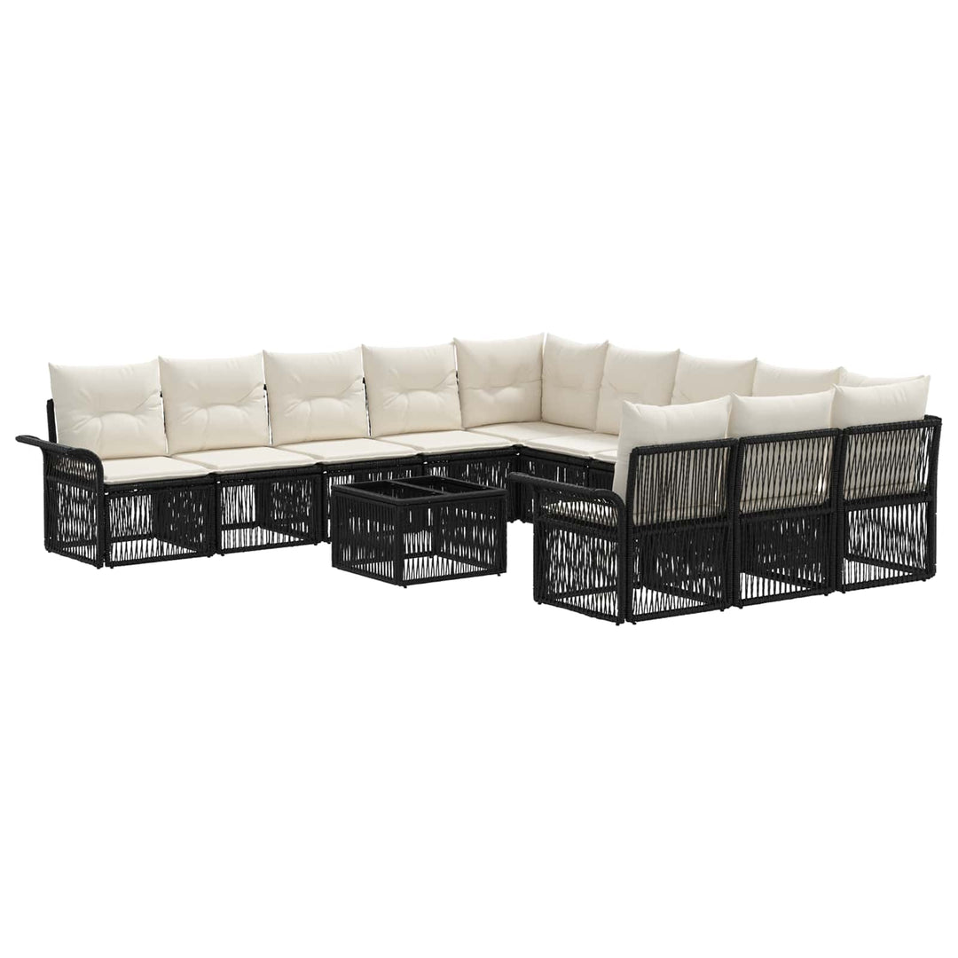 Havesofa Sæt 12 stk. Sort polyrattan