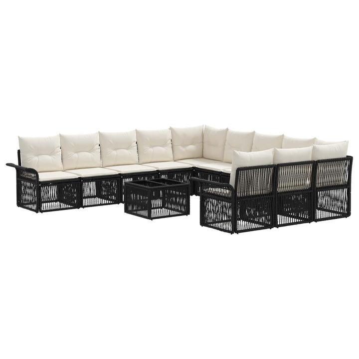 Havesofa Sæt 12 stk. Sort polyrattan