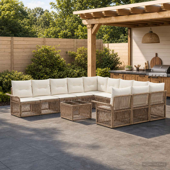 Havesofa Sæt 12 stk. Beige polyrattan