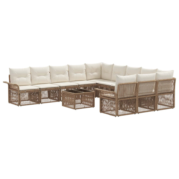 Havesofa Sæt 12 stk. Beige polyrattan