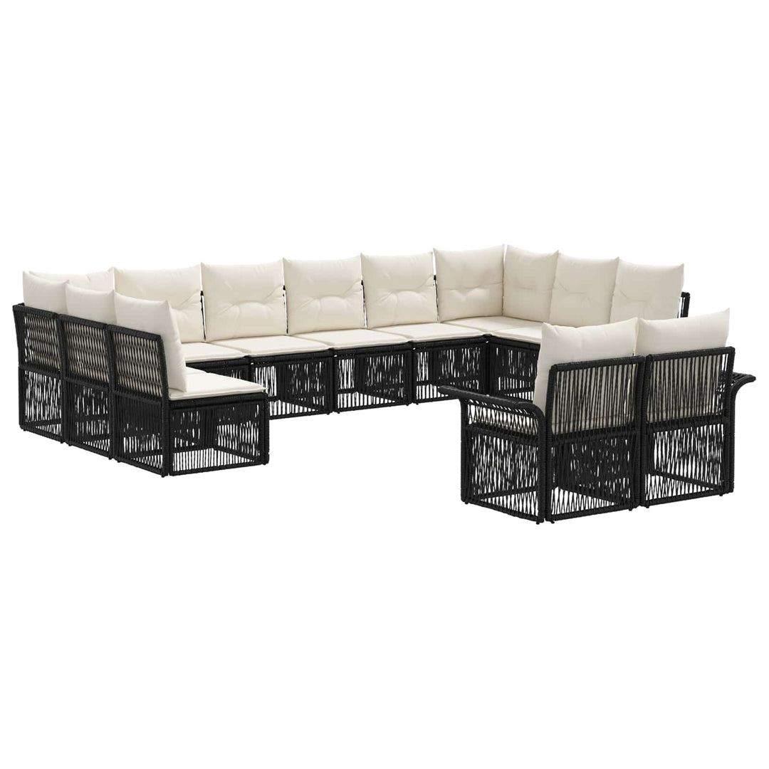 Havesofa Sæt 12 stk. Sort polyrattan