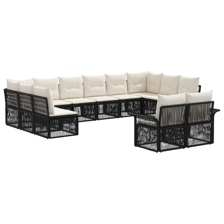 Havesofa Sæt 12 stk. Sort polyrattan
