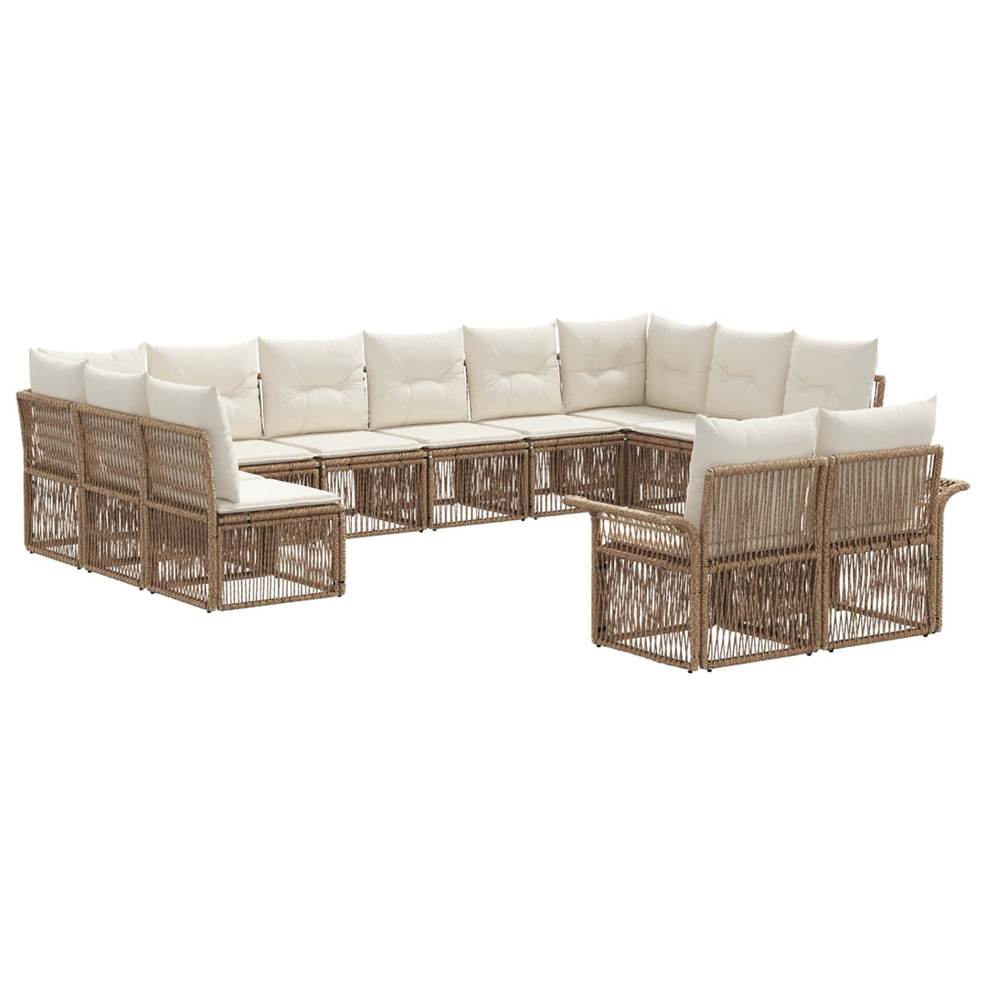 Havesofa Sæt 12 stk. Beige polyrattan