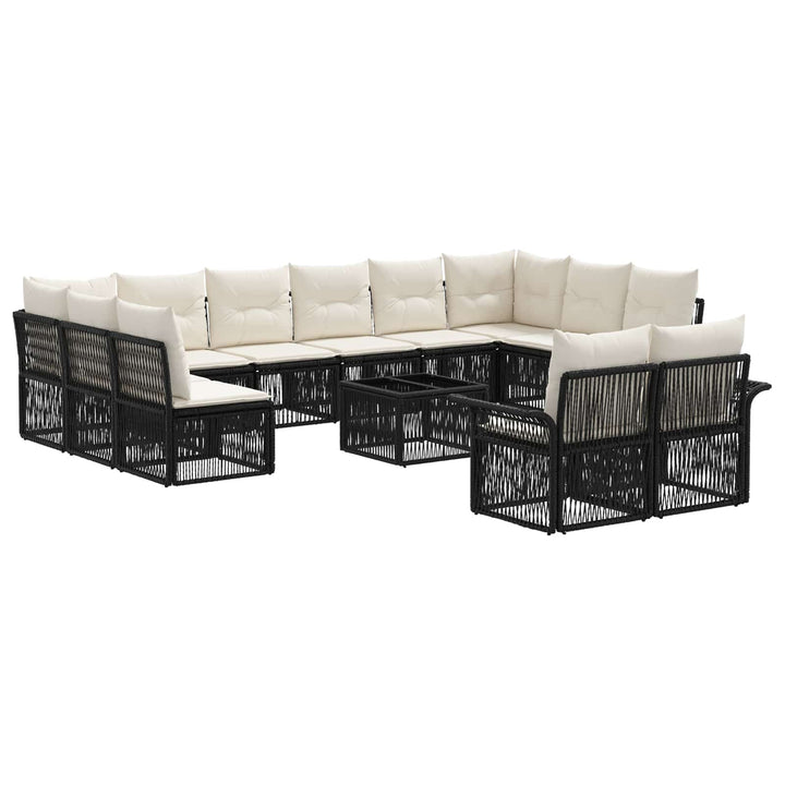 Havesofa Sæt 13 stk. Sort polyrattan