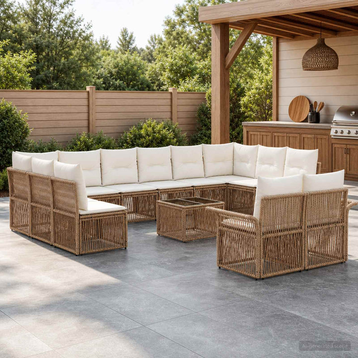 Havesofa Sæt 13 stk. Beige polyrattan
